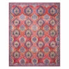 (D565) Freya Red & Blue Medallion Washable Area Rug, 8x10