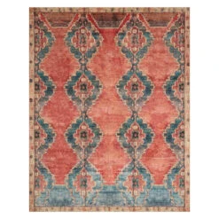 (D567) Freya Orange Medallion Washable Area Rug, 8x10