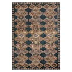 (D571) Freya Black Medallion Washable Area Rug, 5x7