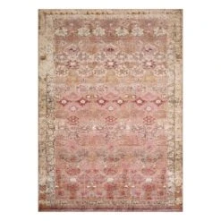 (D572) Freya Pink Floral Washable Area Rug, 5x7