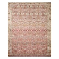 (D572) Freya Pink Floral Washable Area Rug, 8x10