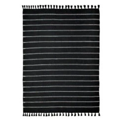 (D582) Honeybloom Black Striped Woven Area Rug, 8x10