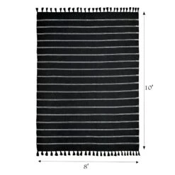 (D582) Honeybloom Black Striped Woven Area Rug, 8x10 -Modern Decor Shop d582 honeybloom black striped woven area rug 8x10 4