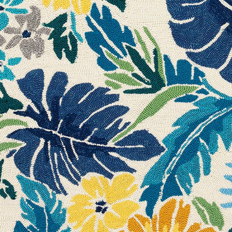 (E264) Santa Monica Blue Floral Indoor & Outdoor Runner, 2x5 2 (E264) Santa Monica Blue Floral Indoor & Outdoor Runner, 2x5 - Image 2