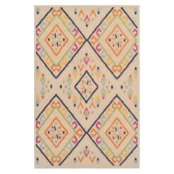 (E287) Yellow & Ivory Diamond Design Indoor & Outdoor Area Rug, 5x7