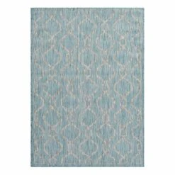 (E306) Aqua Geo Wave Indoor & Outdoor Area Rug, 8x10