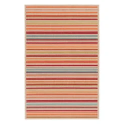 (E309) Scope Multicolor Striped Woven Indoor & Outdoor Area Rug, 5x7