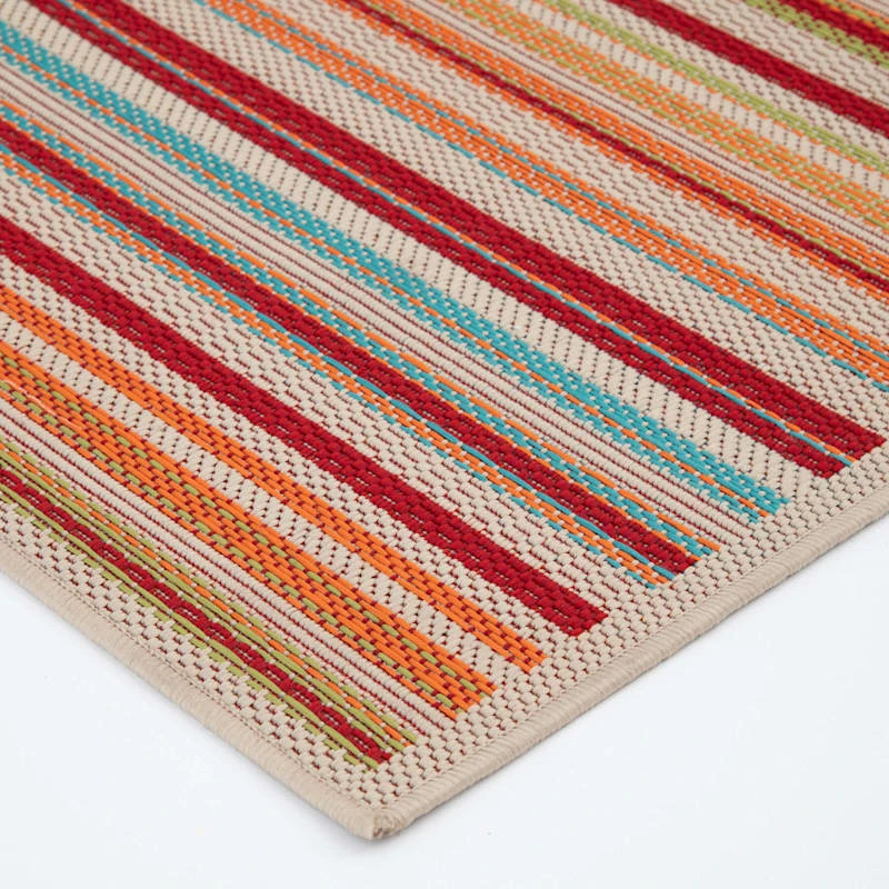 (E309) Scope Multicolor Striped Woven Indoor & Outdoor Area Rug, 5x7 3 (E309) Scope Multicolor Striped Woven Indoor & Outdoor Area Rug, 5x7 - Image 3