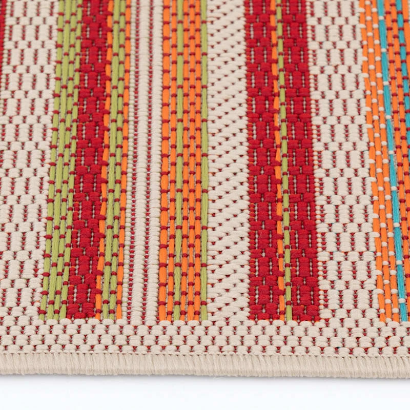 (E309) Scope Multicolor Striped Woven Indoor & Outdoor Area Rug, 5x7 6 (E309) Scope Multicolor Striped Woven Indoor & Outdoor Area Rug, 5x7 - Image 6