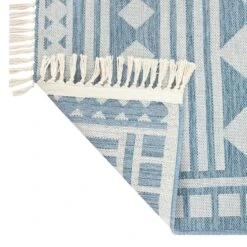 (E320) Porter Light Blue Patterned Indoor & Outdoor Area Rug, 5x7 -Modern Decor Shop e320 porter light blue patterned indoor outdoor area rug 5x7 3