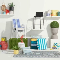 (E320) Porter Light Blue Patterned Indoor & Outdoor Area Rug, 5x7 -Modern Decor Shop e320 porter light blue patterned indoor outdoor area rug 5x7 5