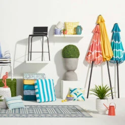 (E320) Porter Light Blue Patterned Indoor & Outdoor Area Rug, 5x7 -Modern Decor Shop e320 porter light blue patterned indoor outdoor area rug 5x7 6