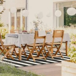 (E323) Asbury Black & White Striped Indoor & Outdoor Area Rug, 5x7 -Modern Decor Shop e323 asbury black white striped indoor outdoor area rug 5x7 6