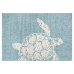 (E327) Oasis Blue Turtle Indoor & Outdoor Area Rug, 8x10