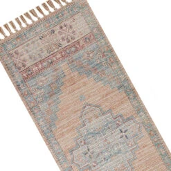 (E336) Honeybloom Anna Vintage Medallion Fringe Outdoor Runner, 2x7 -Modern Decor Shop e336 honeybloom anna vintage medallion fringe outdoor runner 2x7 4