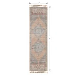 (E336) Honeybloom Anna Vintage Medallion Fringe Outdoor Runner, 2x7 -Modern Decor Shop e336 honeybloom anna vintage medallion fringe outdoor runner 2x7 5