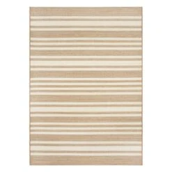 (E456) Honeybloom Lester Natural Striped Area Rug, 5x7