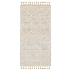 (E465) Found & Fable Soho Beige Tasseled Accent Rug, 3x5