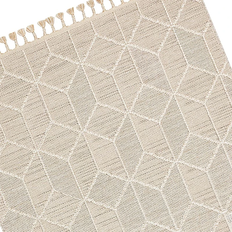 (E465) Found & Fable Soho Beige Tasseled Area Rug, 5x7 2 (E465) Found & Fable Soho Beige Tasseled Area Rug, 5x7 - Image 2