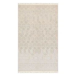 (E465) Found & Fable Soho Beige Tasseled Area Rug, 8x10