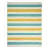 (E468) Ember Blue & Yellow Striped Area Rug, 8x10