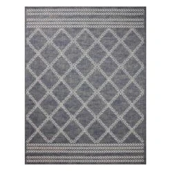 (E471) Journi Grey Diamond Design Area Rug, 8x10