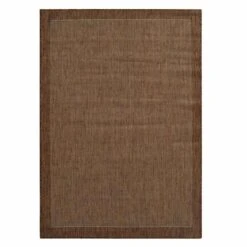 (E54) Light Brown Border Sisal Indoor & Outdoor Area Rug, 5x7