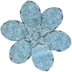 Embossed Blue Metal Flower Wall Decor, 16"
