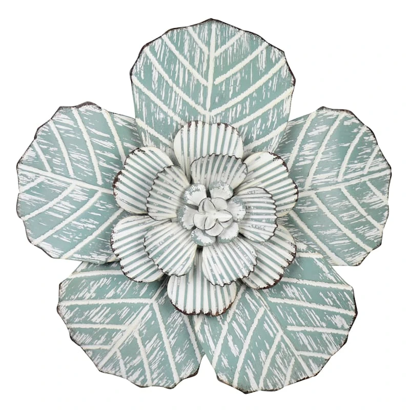 Embossed Green Metal Flower Wall Decor, 14" 1 Embossed Green Metal Flower Wall Decor, 14"