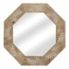 Etched Wood Octagon Wall Mirror, 28"