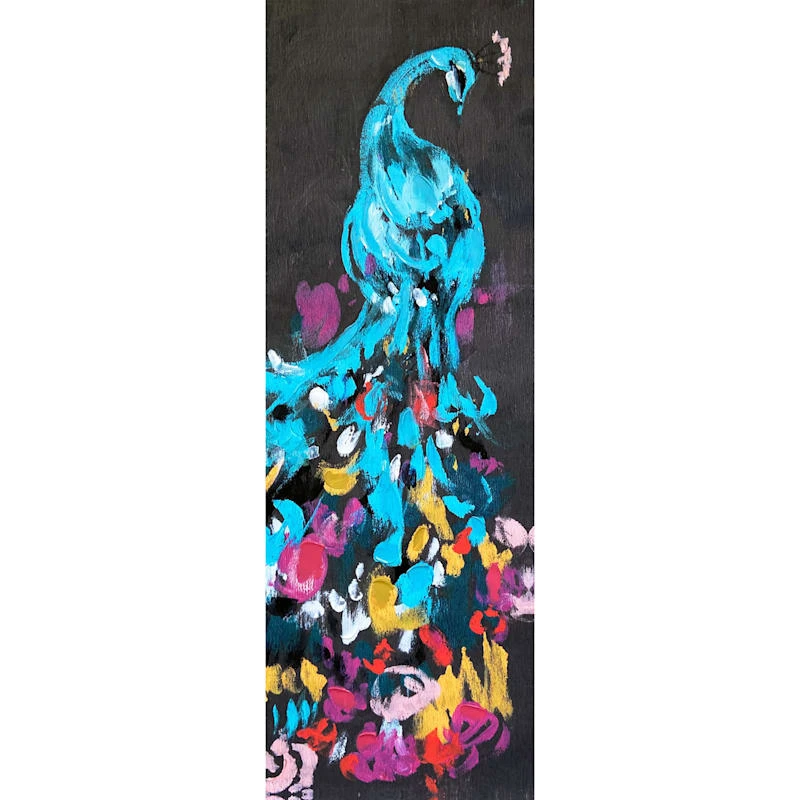 Floral Peacock Embellished Canvas Wall Art, 12x26 1 Floral Peacock Embellished Canvas Wall Art, 12x26