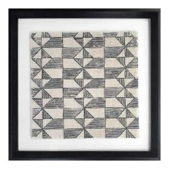 Found & Fable Glass Framed Embroidered Wall Art, 19"