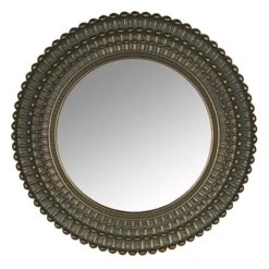 Found & Fable Gold Scalloped Framed Round Wall Mirror, 22"