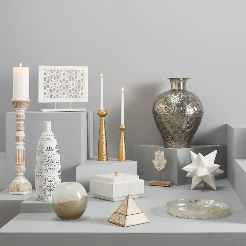 Found & Fable Silver Metal Floral Vase, 20" 2 Found & Fable Silver Metal Floral Vase, 20" - Image 2