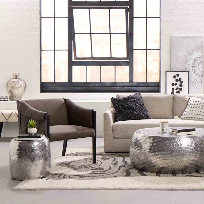 Found & Fable Silver Metal Floral Vase, 20" 4 Found & Fable Silver Metal Floral Vase, 20" - Image 4