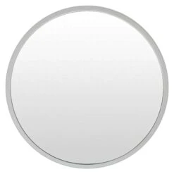 Framed Round Thin Wall Mirror, 15"