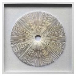 Glass Framed Circles Rice Paper Shadowbox Wall Art, 32"