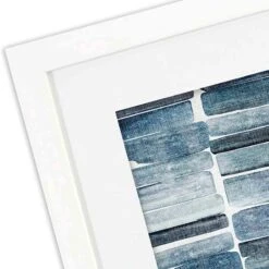 Glass Framed Matted Indigo Stripes Wall Art, 16x20 -Modern Decor Shop glass framed matted indigo stripes wall art 16x20 3