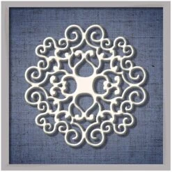 Glass Framed Medallion On Linen Wall Art, 10"