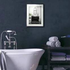 Glass Framed Modern Black & White Bathroom Wall Art, 12x16 -Modern Decor Shop glass framed modern black white bathroom wall art 12x16 2