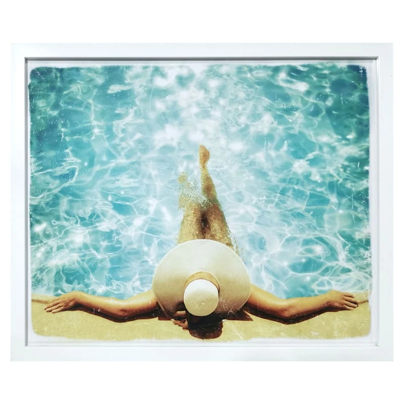 Glass Framed Sun Bather Print Wall Art, 21x17 1 Glass Framed Sun Bather Print Wall Art, 21x17