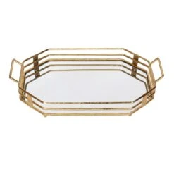 Gold Glass Tray With Mirror Top, 23x13