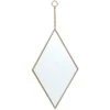 Gold Metal Diamond Shaped Hanging Wall Mirror, 10x18