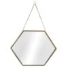 Gold Metal Hexagon Shaped Hanging Wall Mirror, 16"