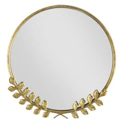 Grace Mitchell Gold Floral Framed Round Wall Mirror, 18"