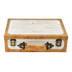 Grace Mitchell Vintage Style Wooden Suitcase Decor, 12"