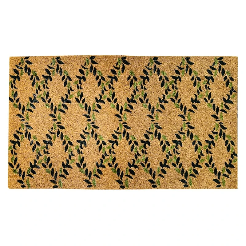 Green Leaves Coir Doormat 22x47 1 Green Leaves Coir Doormat 22x47