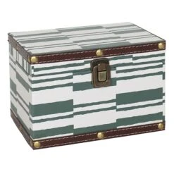 Green & White Wood Box Decor, 8x5
