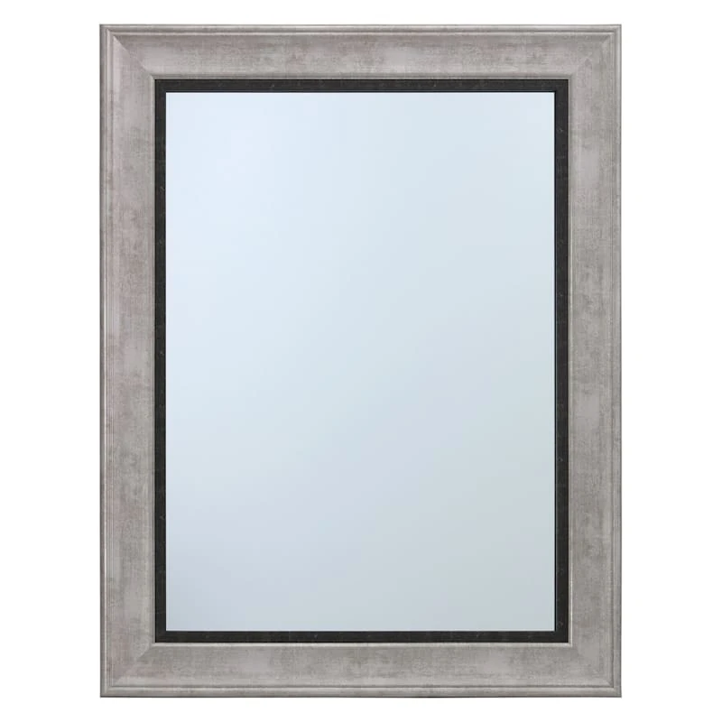 Grey & Black Framed Wall Mirror, 22x28 1 Grey & Black Framed Wall Mirror, 22x28