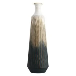 Grey Tribal Metal Vase, 27"